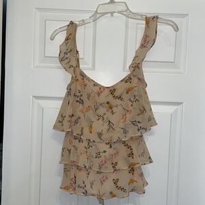 Rebecca Minkoff Alexis Peach Floral Tiered Tank Top